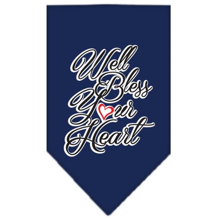 MIRAGE PET PRODUCTS Well Bless Your Heart Screen Print BandanaNavy Blue Large 66-156 LGNB